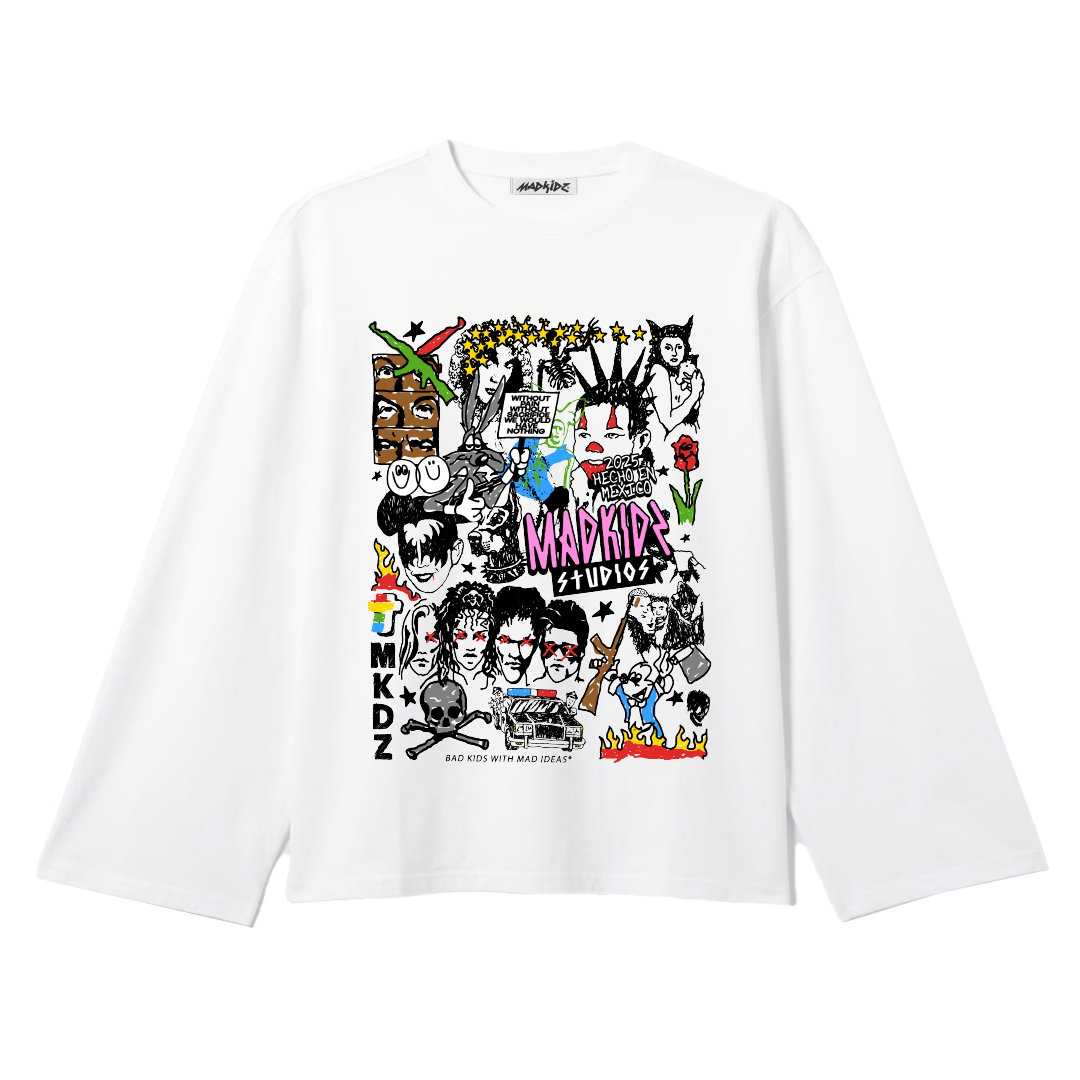Graphic Riot Longsleeve Tee (White)