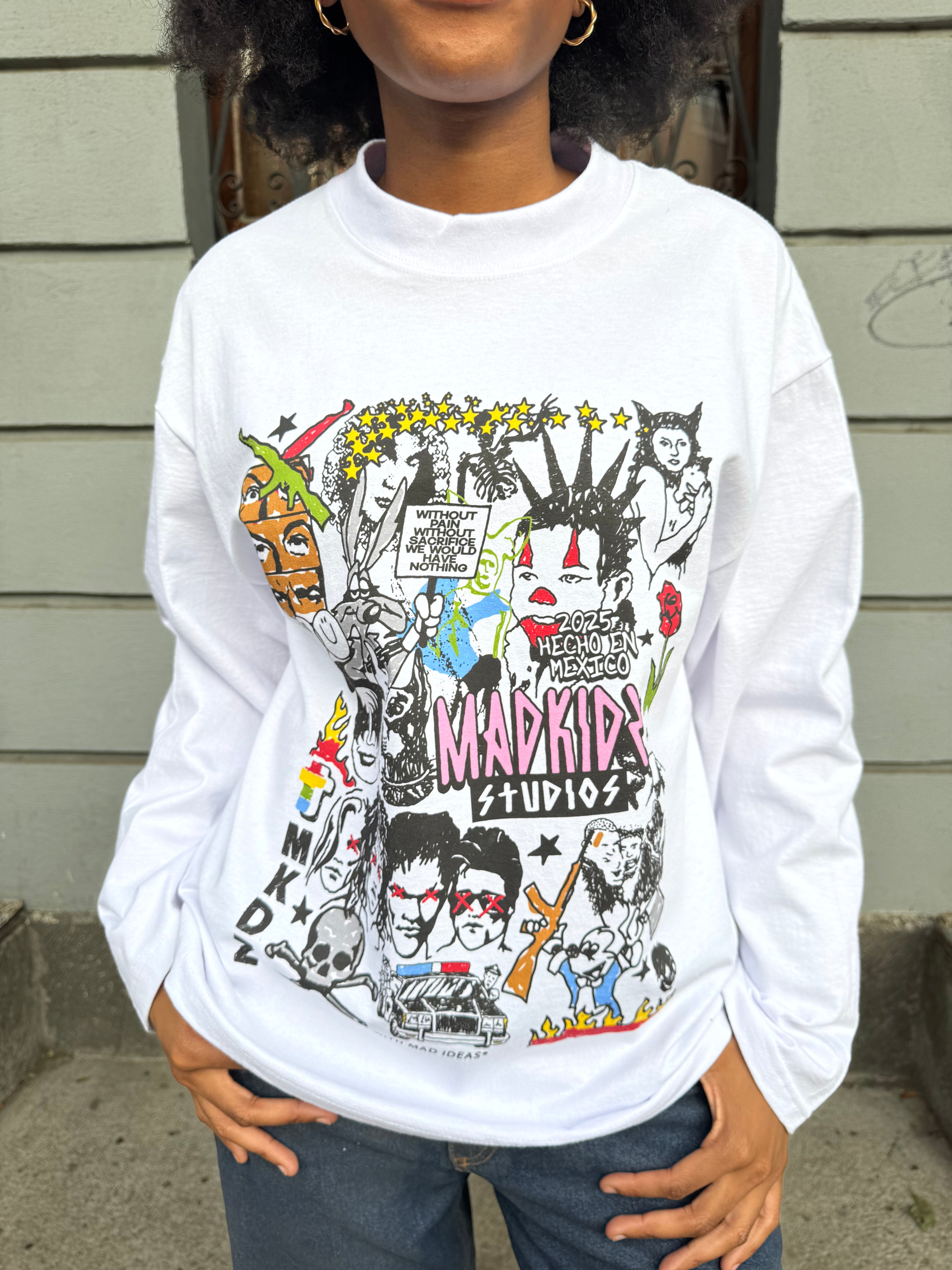 Graphic Riot Longsleeve Tee (White)