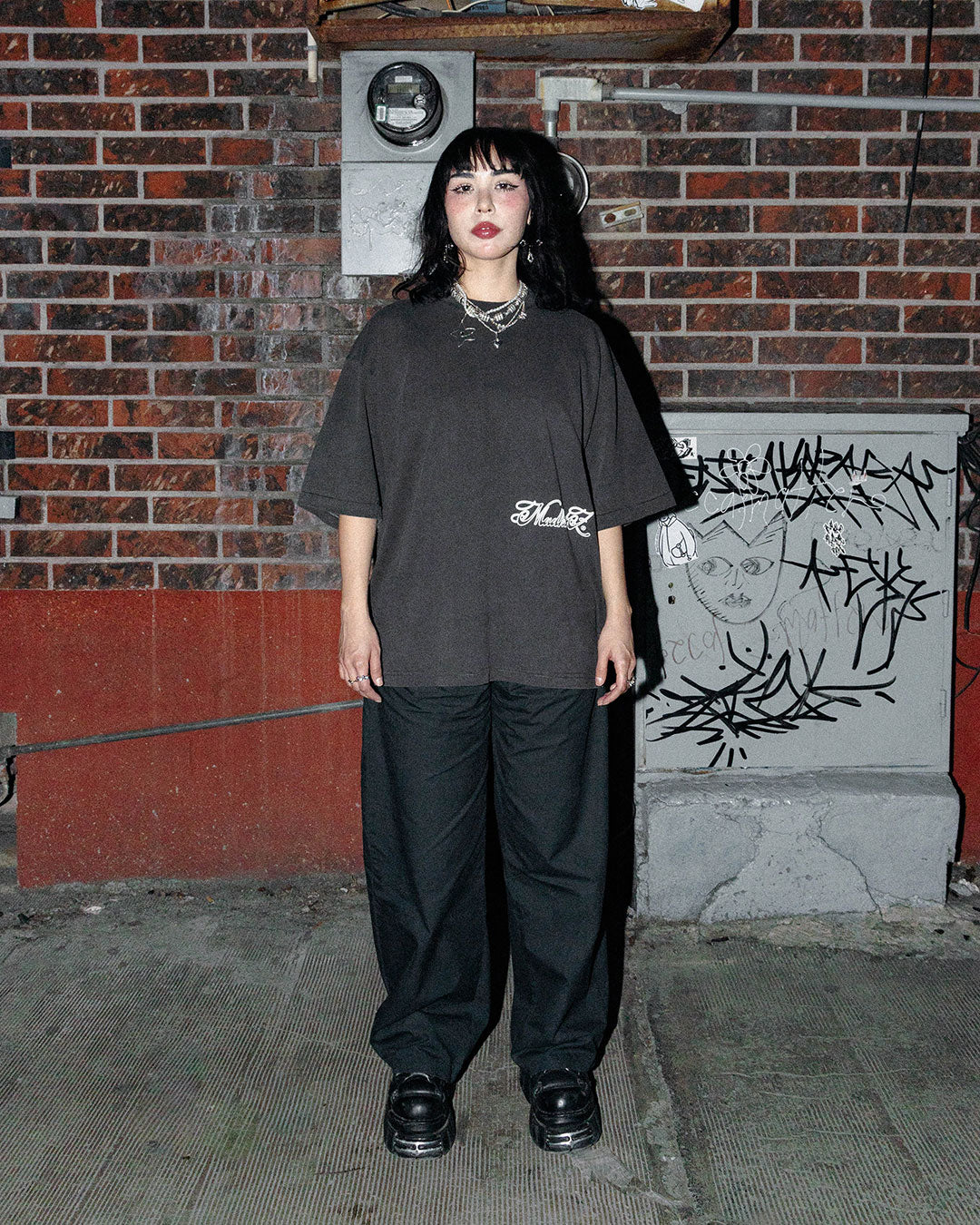 Pegasus Oversized Fit T-Shirt (Dark Grey/Garment Dye)