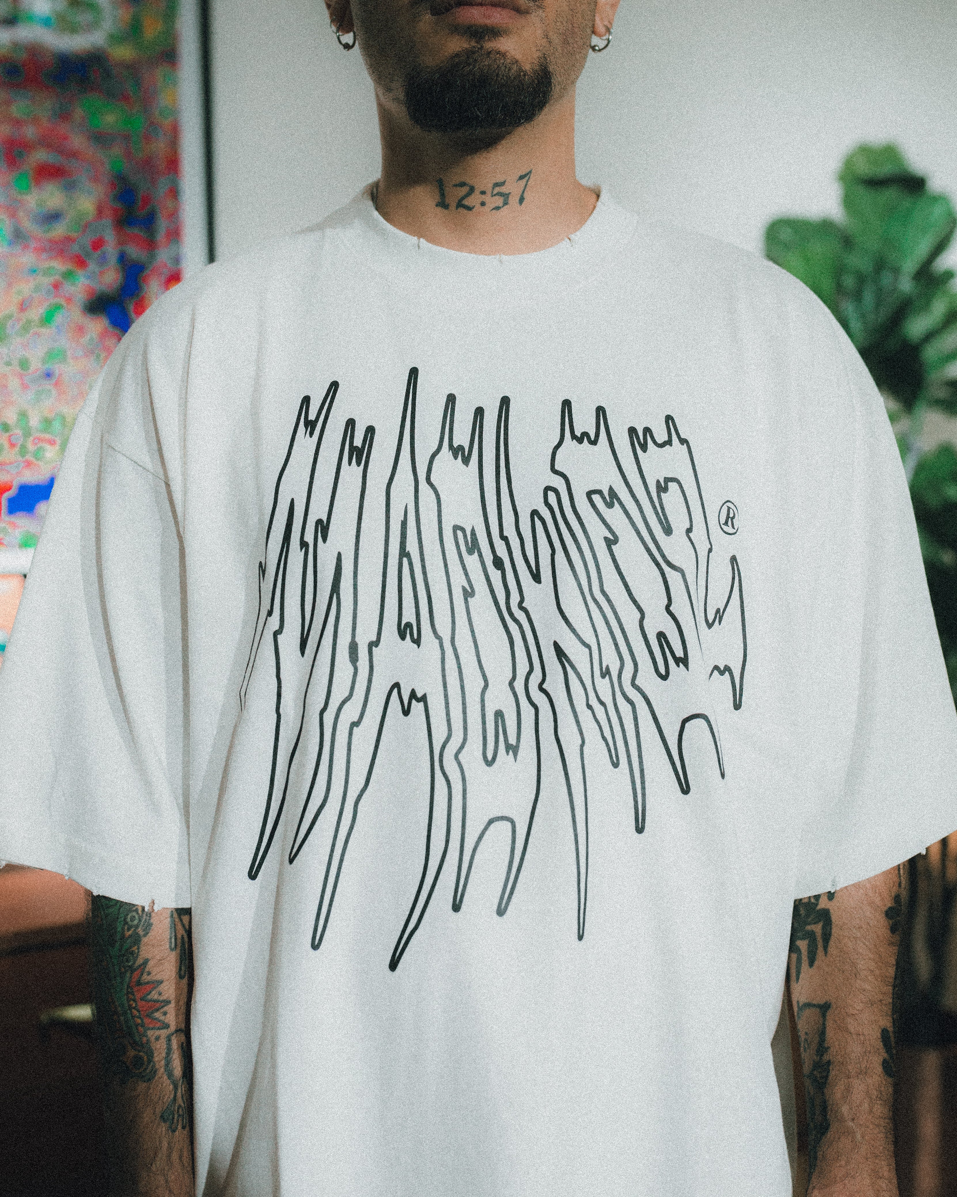 Torn Oversized Premium T-Shirt (Off White)