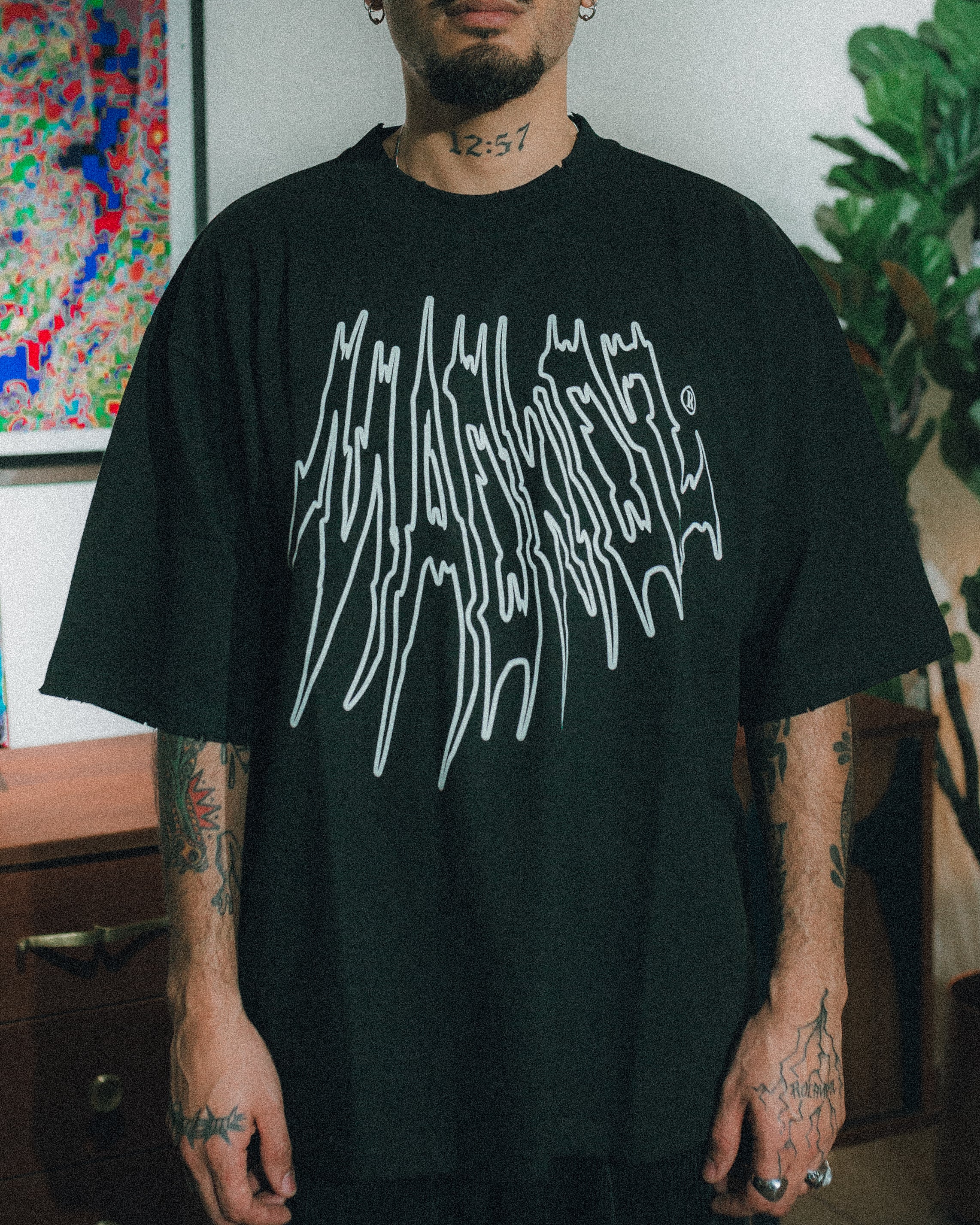 Torn Oversized Premium T-Shirt (Black)