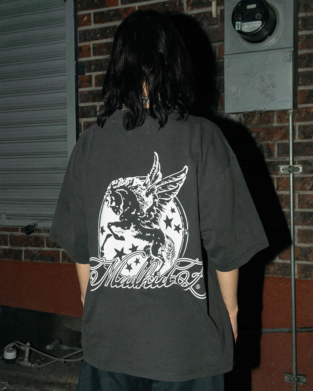 Pegasus Oversized Fit T-Shirt (Dark Grey/Garment Dye)