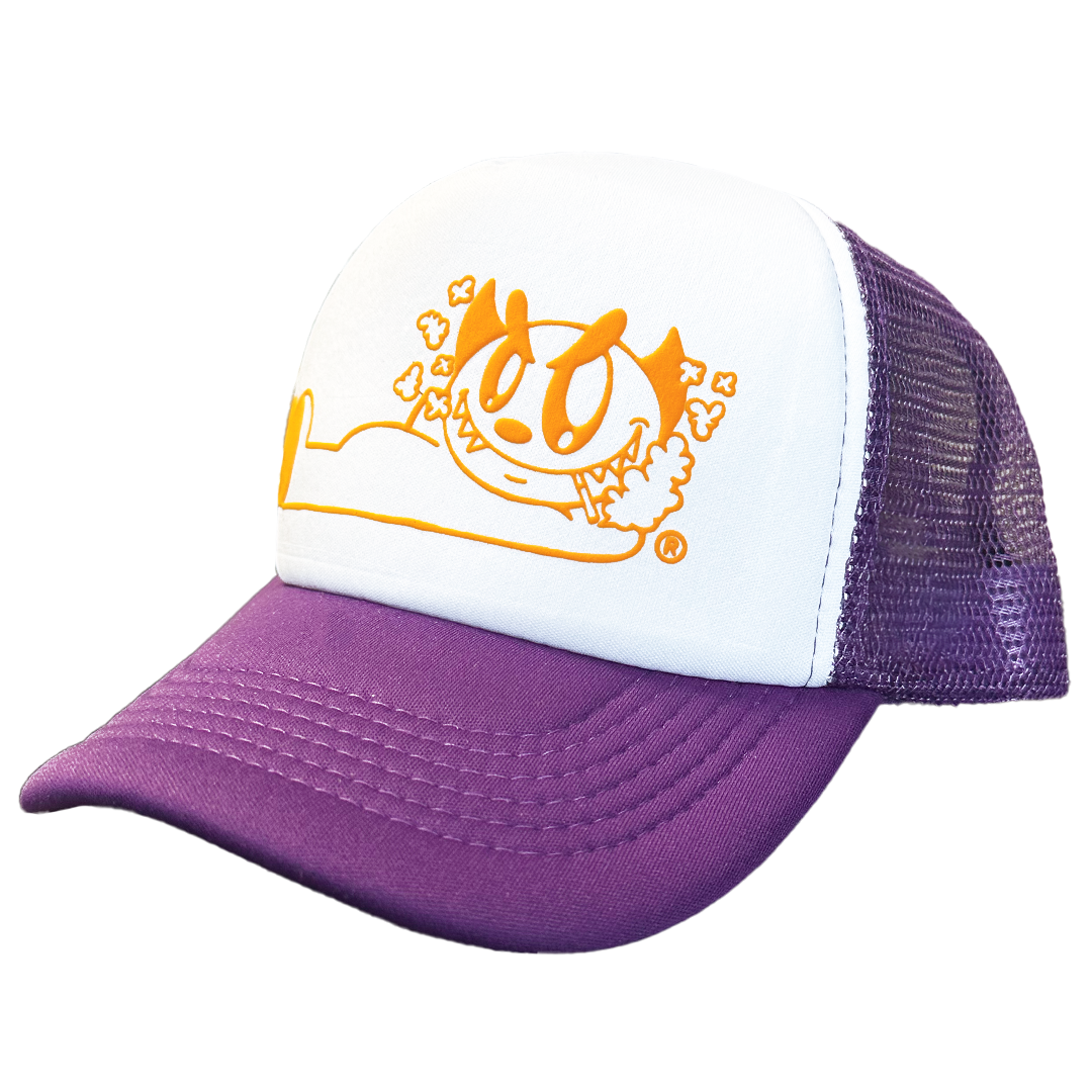 Little Devil Trucker Hat - Purple / Yellow