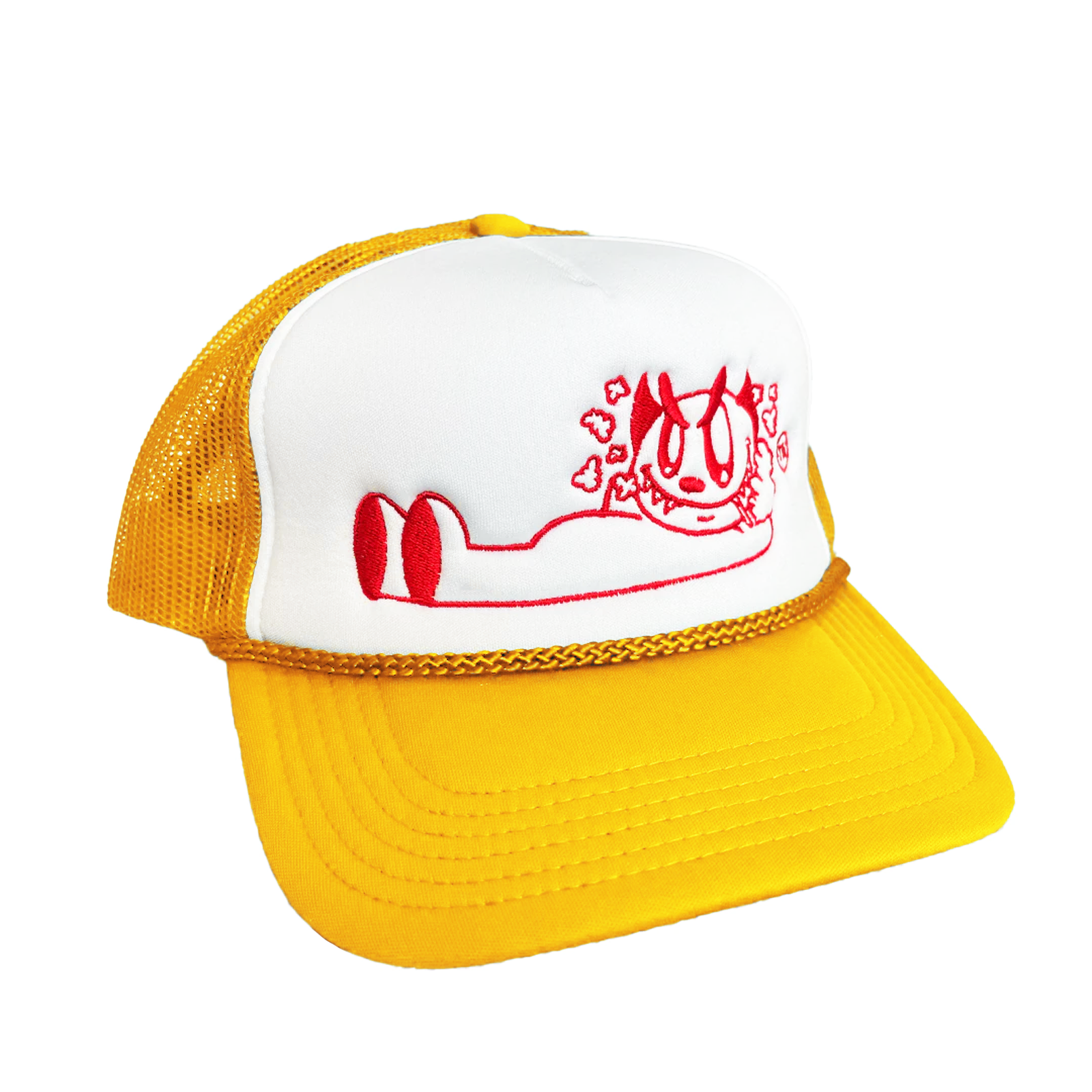 Little Devil Trucker Hat - White / Yellow