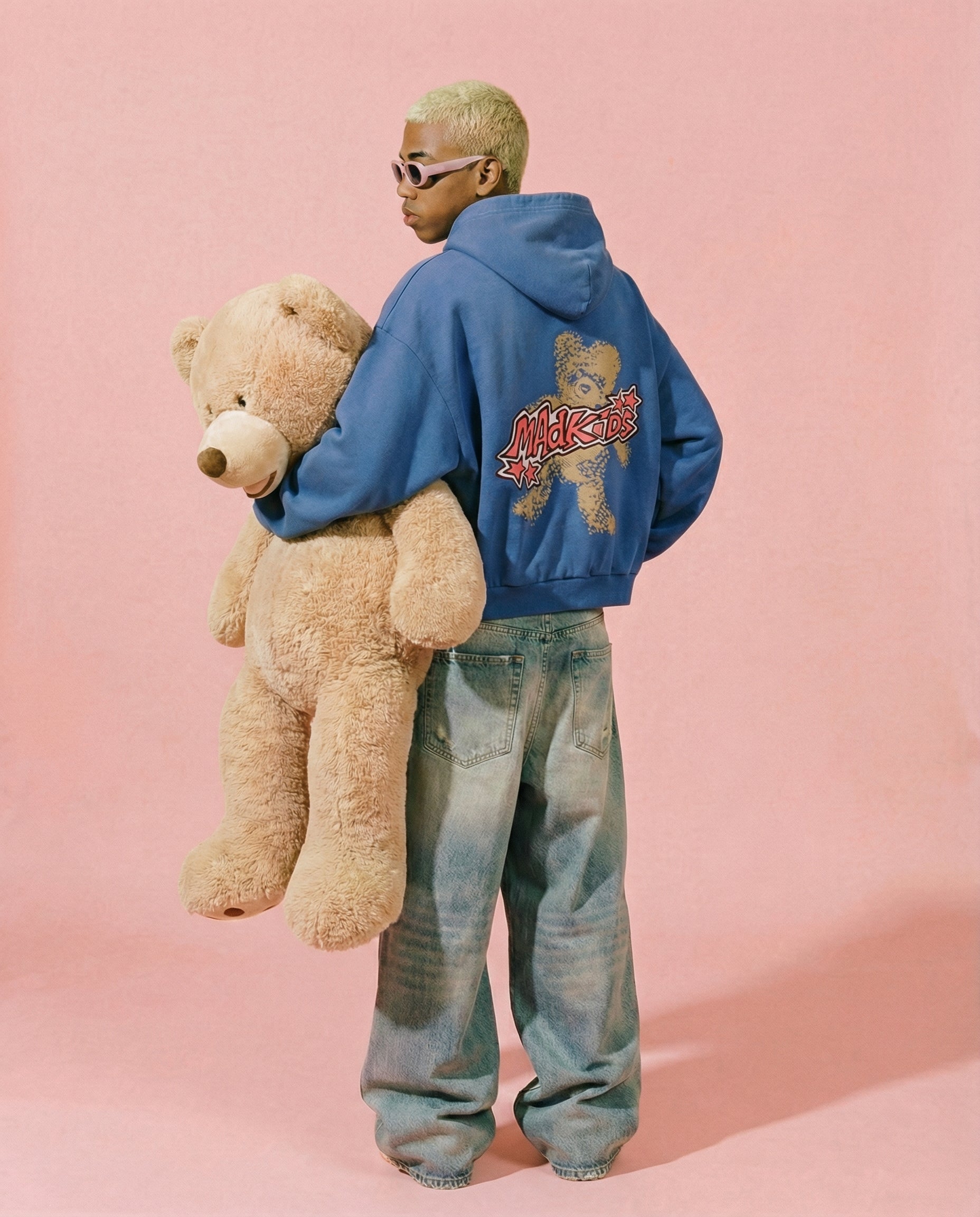 Teddy Smash Hoodie (Faded Blue)
