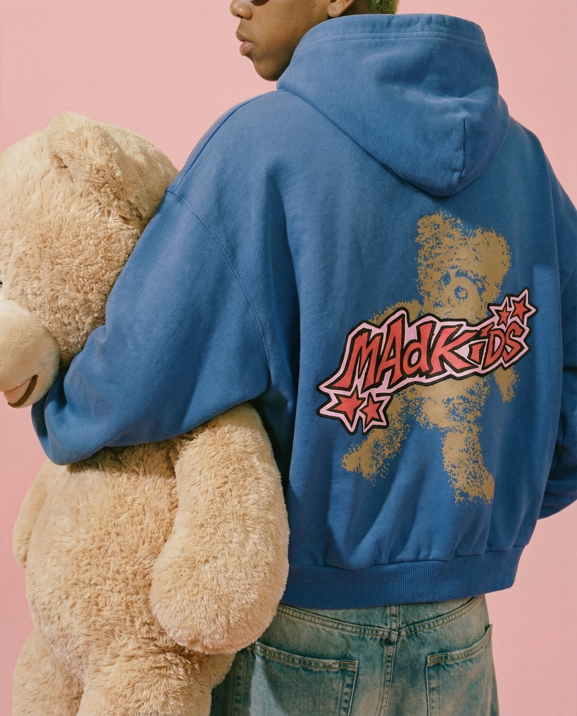 Teddy Smash Hoodie (Faded Blue)