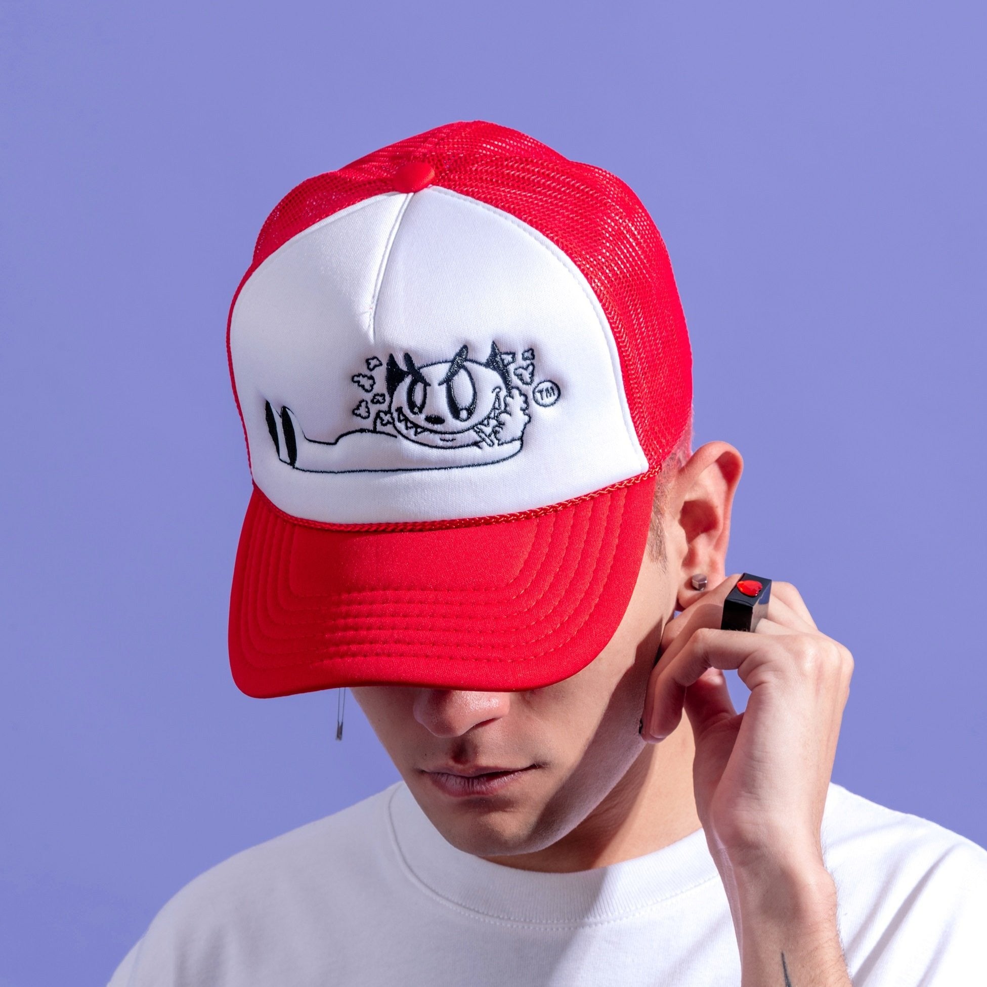 Little Devil Trucker Hat - White / Red