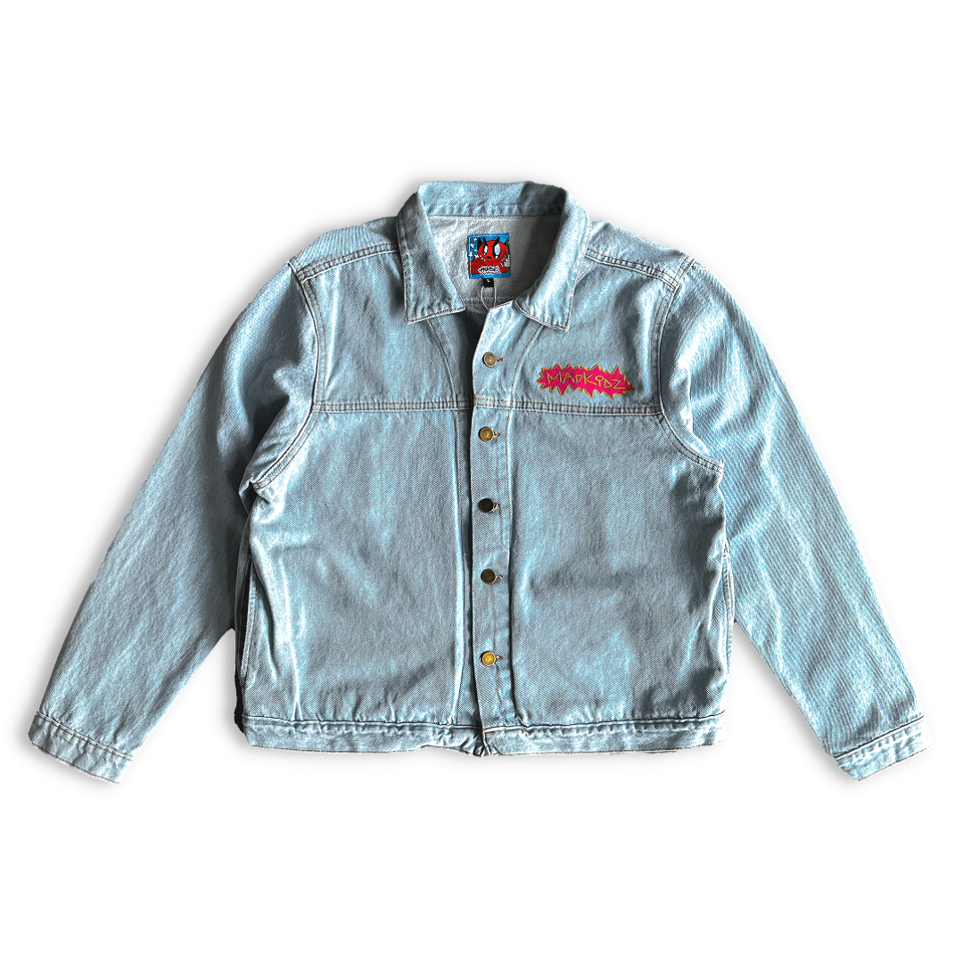 Pink Foam Denim Jacket (Washed Blue)